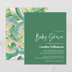 Budget Artsy Abstract Green Watercolor Baby Shower