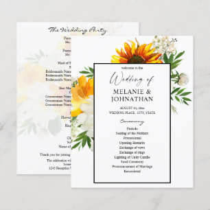 Budget Artsy Sunflower Floral Wedding Program