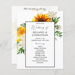 Budget Artsy Sunflower Programme de mariage floral