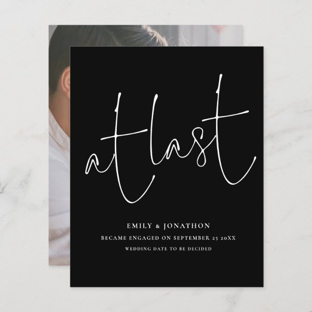 Budget At Last Black Script Photo Engagement (Front/Back)