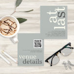 BUDGET At Last QR Code Sage Ivory Text Engagement<br><div class="desc">At Last QR Code Sage Ivory Text Engagement Party Announcement and Invitation. A budget price SMALLER 4.5” x 5.6” alternative. Available in a SEMI-GLOSS 110 lb CARD STOCK which is the default option (thicker for invitations), OR a SATIN FINISH 80 lb THINNER PAPER STOCK (ideal for enclosures). A modern typographical...</div>