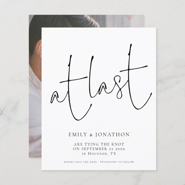 Budget At Last Script Photo Save The Date (Front/Back)