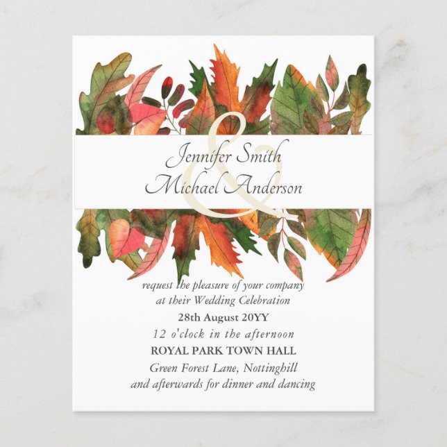 Budget Automne Automne Feuilles Mariage Ampersand (Devant)