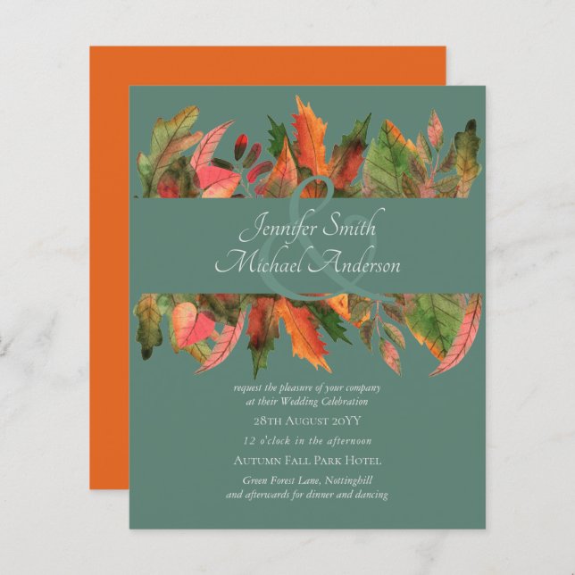 BUDGET Automne Feuilles d'automne Mariage Invite (Devant / Derrière)