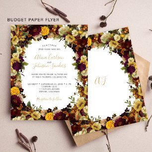 Budget autumn fall floral wedding invitation flyer