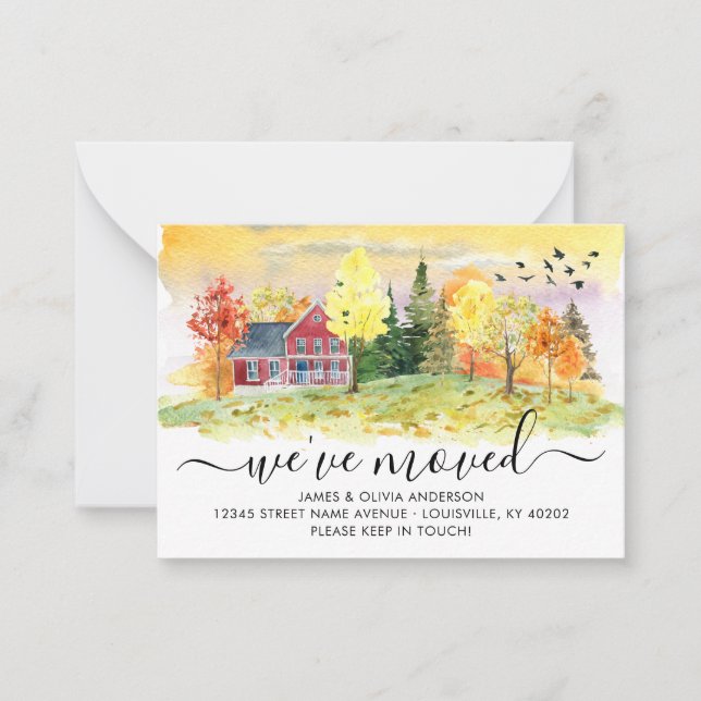 Budget Autumn Fall Forest Woods We've Moved Moving Card (Front)