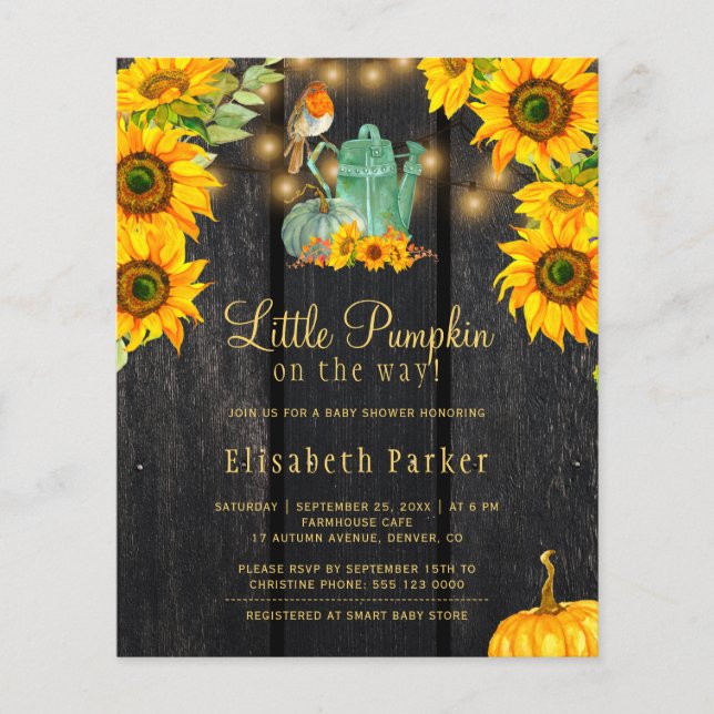 Budget autumn fall rustic baby shower invitation flyer (Front)
