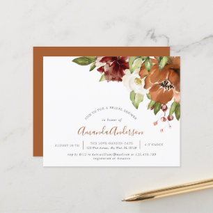 Budget Autumn Floral Orange Bridal Shower Invite
