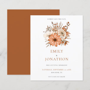 Budget Autumn Florals Wedding Save The Date
