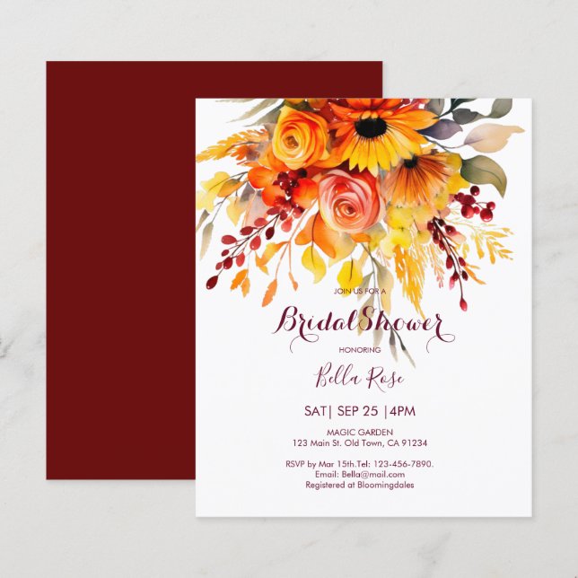 Budget Autumn Flowers Foliage Bridal Shower (Front/Back)