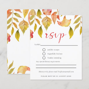 Budget Autumn Leaves Wedding RSVP Card