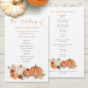 Budget Autumn Pumpkins Florals Wedding Program