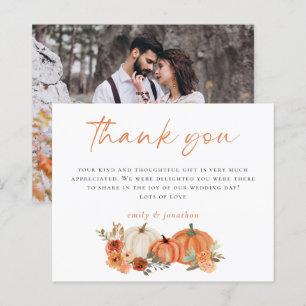 Budget Autumn Pumpkins Photo Wedding Thank You