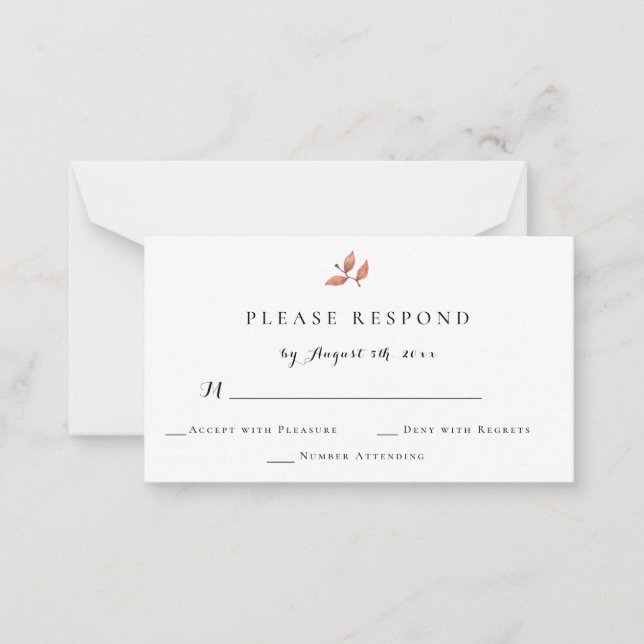 Budget Autumn Watercolor Fall Wedding RSVP Cards (Front)