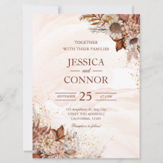 Budget Autumn Watercolor Floral Wedding Invitation