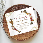 Budget Autumnal Wedding Invitations<br><div class="desc">Invite your guests to celebrate your wedding day,  with these elegant autumnal wedding invitations. Featuring a classic white background,  with gold glitter in 2 of the corners,  an array of autumnal coloured foliage designed frame around a stylish wedding template which is easy to customize.</div>