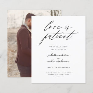 Budget B&W Love Is Patient Wedding Postponement