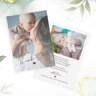 Budget baby 2 photos simple script thank you card