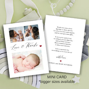 Budget baby 3 photo collage elegant thank you card