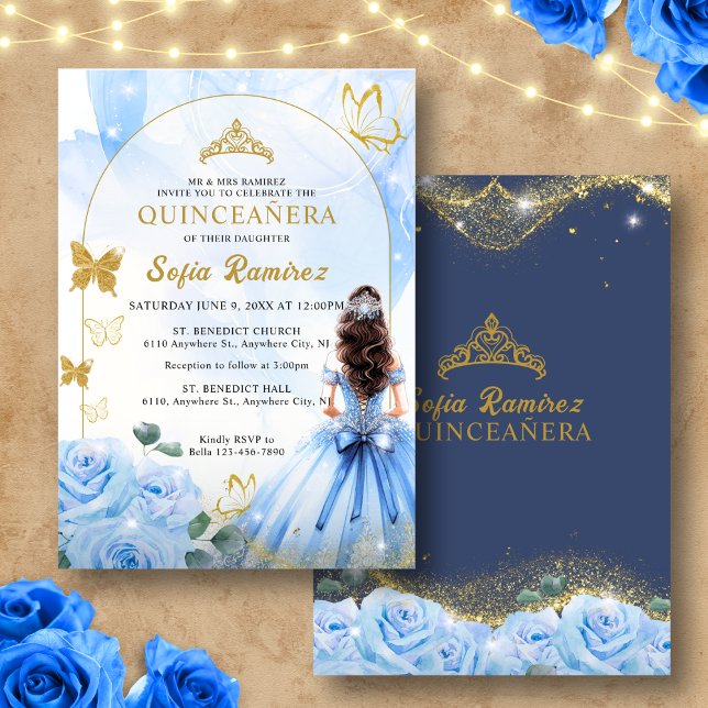 Budget Baby Blue Dress Princess Quinceañera Card (Creator Uploaded)