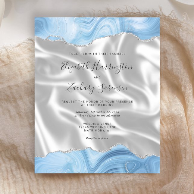 Budget Baby Blue Silver Agate White Silk Wedding (Creator Uploaded)