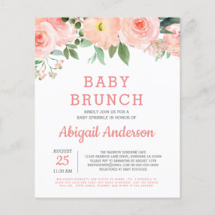 Budget Baby Brunch Watercolor Floral Invitation Flyer