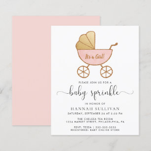 Budget Baby Girl Sprinkle Pink Carriage  Invite