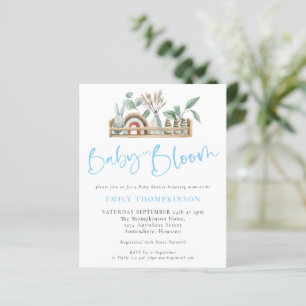 Budget Baby In Bloom Boho Baby Blue Shower Invite