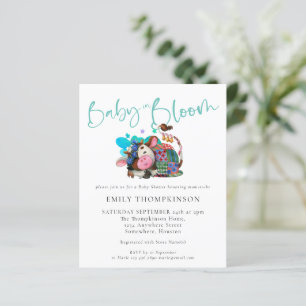 Budget Baby In Bloom Cow Asleep Baby Shower Invite