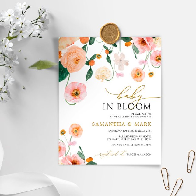 BUDGET Baby in Bloom Pink Poppy Shower Invitation (Creator Uploaded)