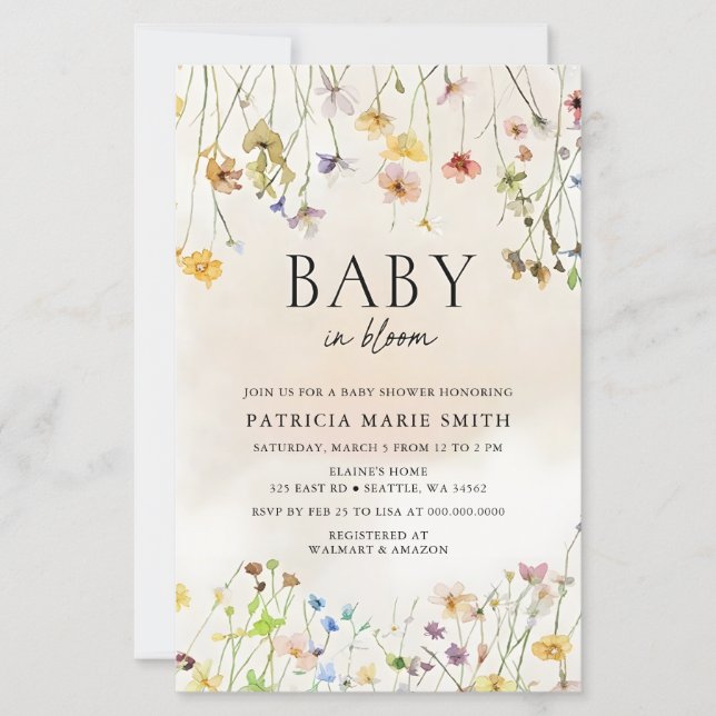 Budget Baby in Bloom Wildflower Baby Shower Invite (Front)