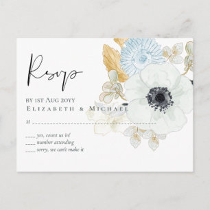 BUDGET Baby Shower Blue Anemone Postcard