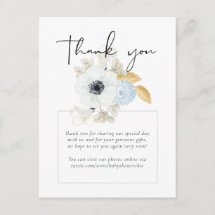BUDGET Baby Shower Blue Anemone Postcard