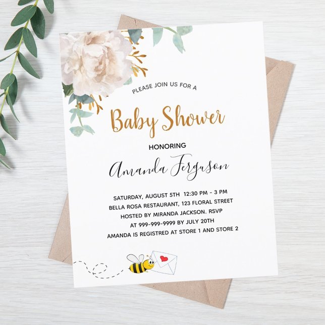 Budget Baby Shower bumble bee floral greenery (Creator Uploaded)