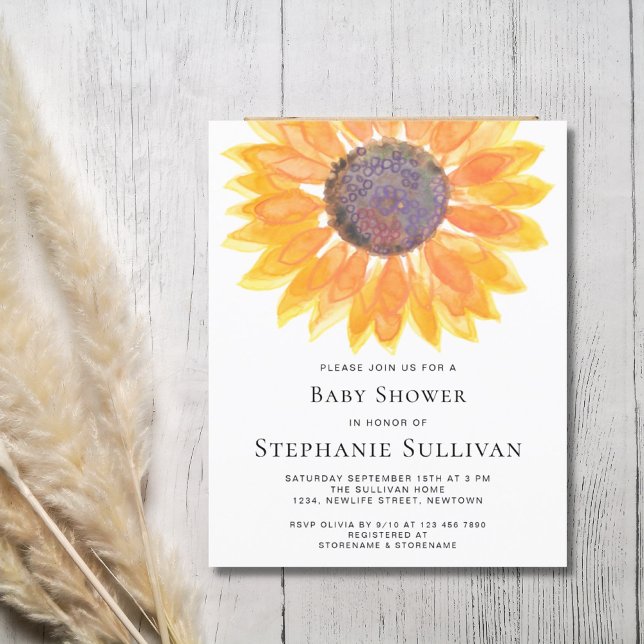 Budget Baby shower de tournesol carte d'invitation (Créateur téléchargé)