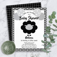 Budget Baby Shower Fun Black White Lamb Invitation