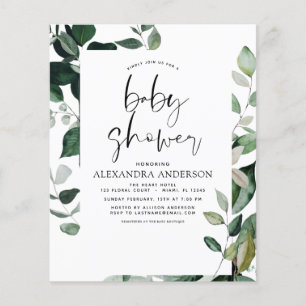 Budget Baby Shower Greenery Botanical Flyer