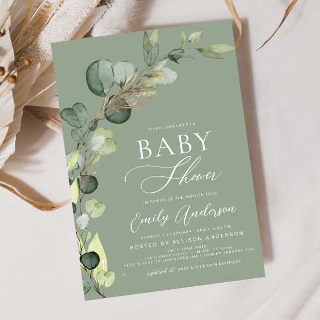 Budget Baby Shower Greenery Eucalyptus Invitations (Creator Uploaded)