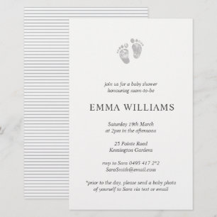 Budget Baby Shower Invitation Grey Footprint