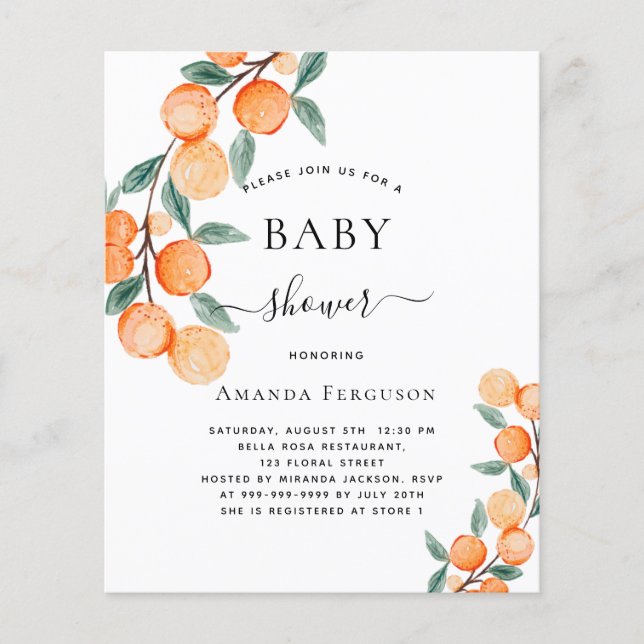 Budget Baby shower oranges invitation Flyer (Front)