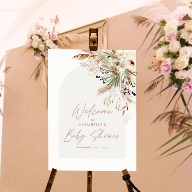 Budget baby shower pampas grass modern elegant poster (Creator Uploaded)