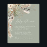 Budget baby shower pampas modern green elegant fly flyer<br><div class="desc">Budget baby shower pampas grass and eucalyptus modern boho elegant stylish party design. In a contemporary terracotta, sage green, natural, cream and black colorway.</div>