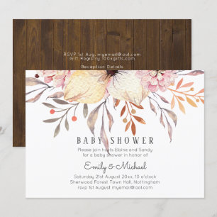 BUDGET Baby Shower Pink Peach Floral Invitation