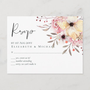 BUDGET Baby Shower Pink Peach Floral Postcard
