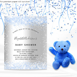 Budget baby shower silver blue glitter boy