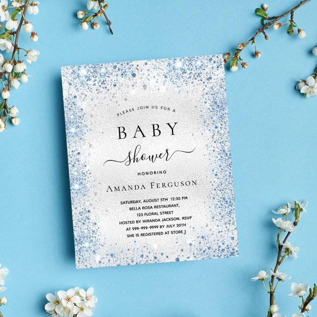 Budget Baby shower silver glitter dust blue boy  (Creator Uploaded)