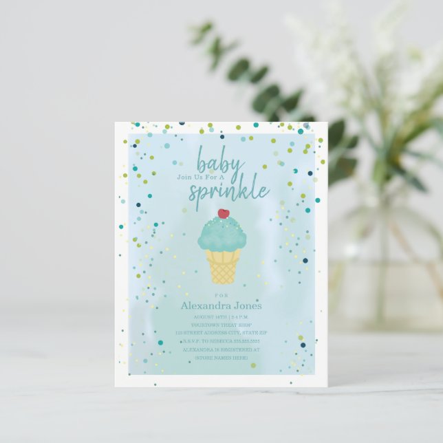 Budget Baby Sprinkle Blue Ice Cream Baby Shower  (Standing Front)