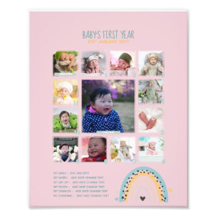 BUDGET Baby's 1st YEAR PHOTO COLLAGE Wall Art
