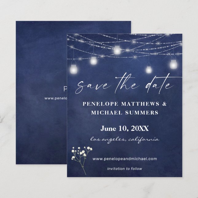 Budget Baby's Breath B Chalkboard Save Date (Front/Back)