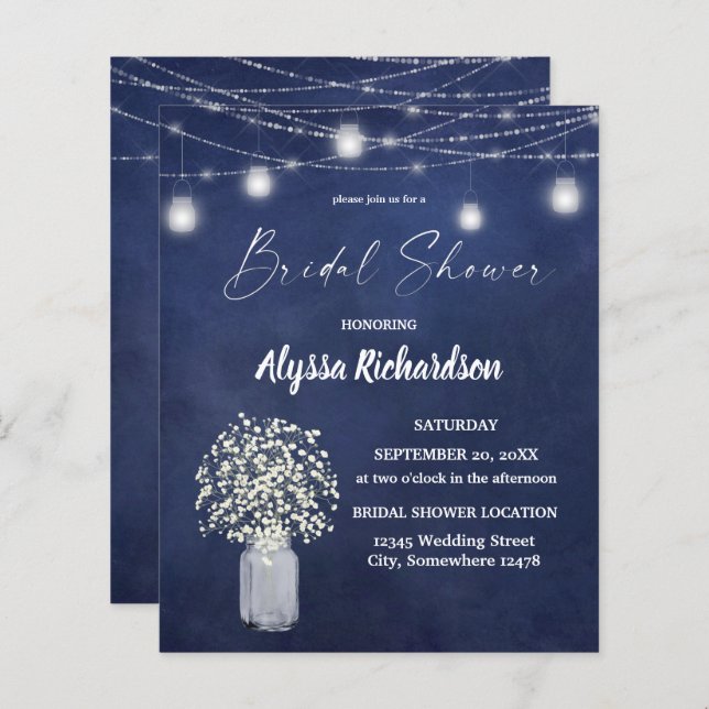 Budget Babys Breath & Chalk B Lights Bridal Shower (Front/Back)